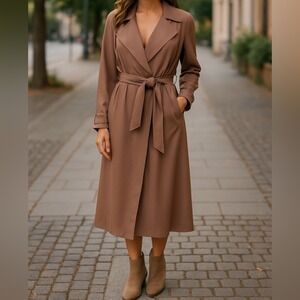 Blank NYC Belted Lightweight Wrap Trench Coat Jacket, Caramel Brown, Size XS,NWT